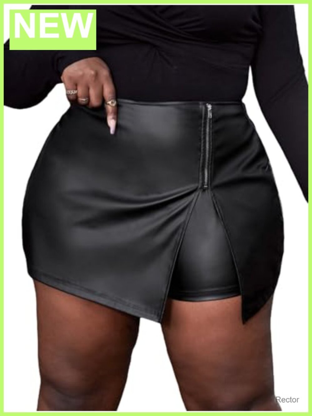 Faux Leather Shorts Skorts Mini Skirt Plus Size Elastic Waist
